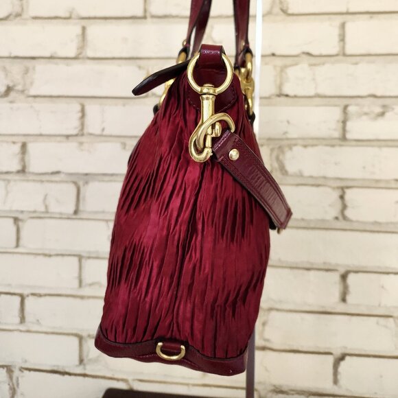 Coach Ashley Deep Red Gathered Shoulder Bag/Handbag Purse - Picture 8 of 16